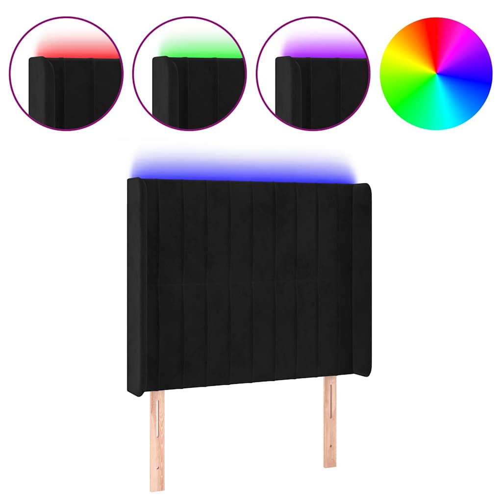 Vidaxl hoofdbord led 83x16x118 128 cm fluweel zwart