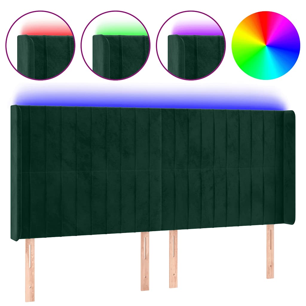 Vidaxl hoofdbord led 183x16x118 128 cm fluweel donkergroen