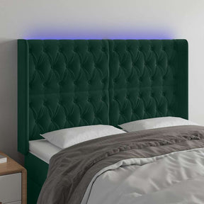 Vidaxl hoofdbord led 147x16x118 128 cm fluweel donkergroen
