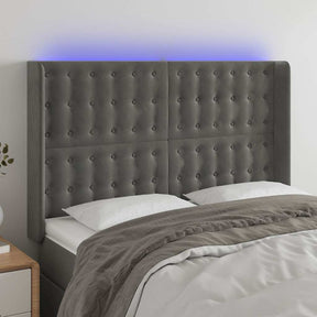 Vidaxl hoofdbord led 147x16x118 128 cm fluweel donkergrijs