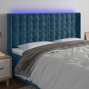 Vidaxl hoofdbord led 203x16x118 128 cm fluweel donkerblauw