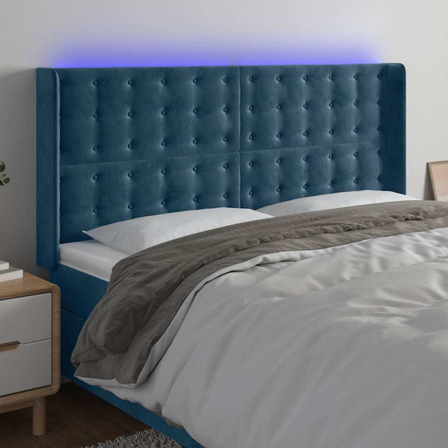Vidaxl hoofdbord led 203x16x118 128 cm fluweel donkerblauw