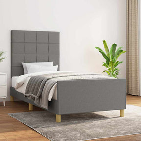 Vidaxl bedframe zonder matras 90x190 cm stof donkergrijs