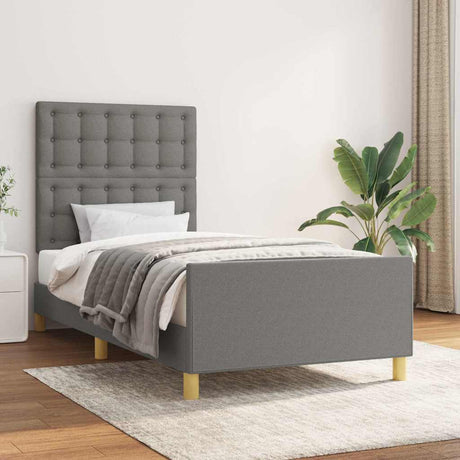 Vidaxl bedframe met hoofdbord stof donkergrijs 80x200 cm