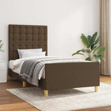 Vidaxl bedframe met hoofdeinde stof donkerbruin 80x200 cm