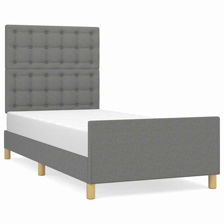 Vidaxl bedframe met hoofdeinde stof donkergrijs 90x190 cm