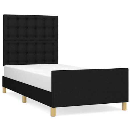 Vidaxl bedframe met hoofdeinde stof zwart 90x200 cm
