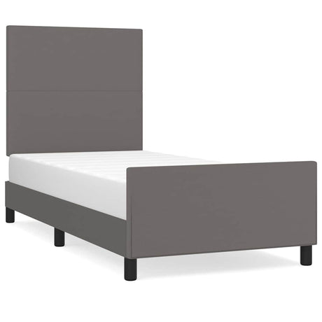 Vidaxl bedframe met hoofdbord kunstleer grijs 90x200 cm