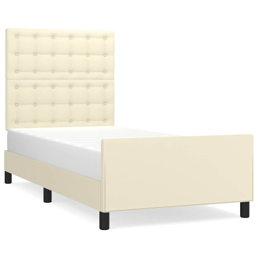 Vidaxl bedframe met hoofdbord kunstleer crèmekleurig 90x190 cm