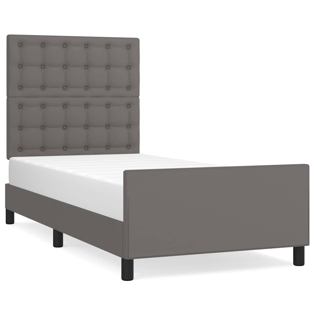 Vidaxl bedframe met hoofdbord kunstleer grijs 90x190 cm
