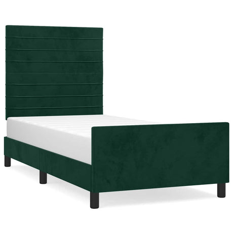 Vidaxl bedframe zonder matras 100x200 cm fluweel donkergroen