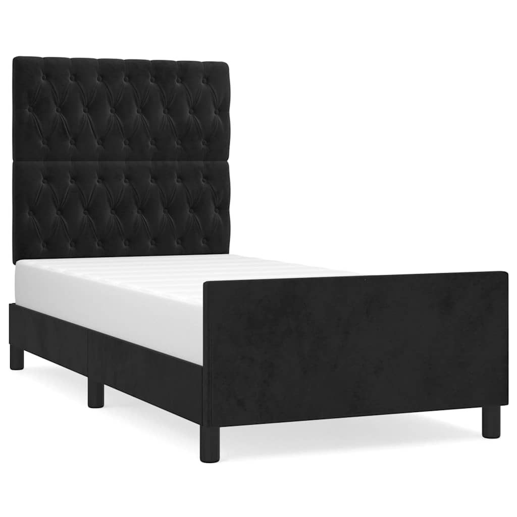 Vidaxl bedframe met hoofdeinde fluweel zwart 90x200 cm