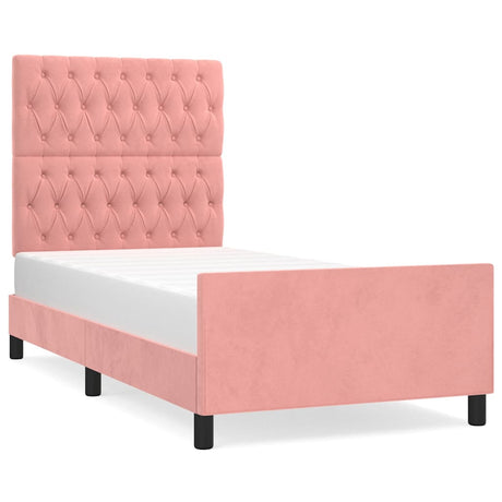 Vidaxl bedframe met hoofdeinde fluweel roze 100x200 cm