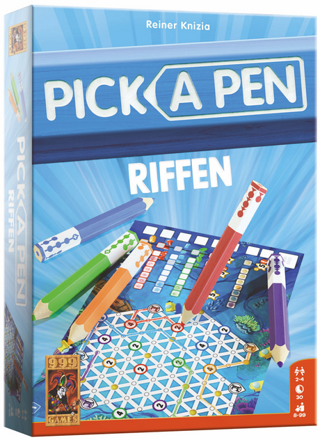 999spil 999 spil - vælg en pen - riffing - terningespil - terninger med blyanter - scoringsark med 3 forskellige niveauer - brætspil - familiespil - lille gave - indeholder spilleregler på NL og EN