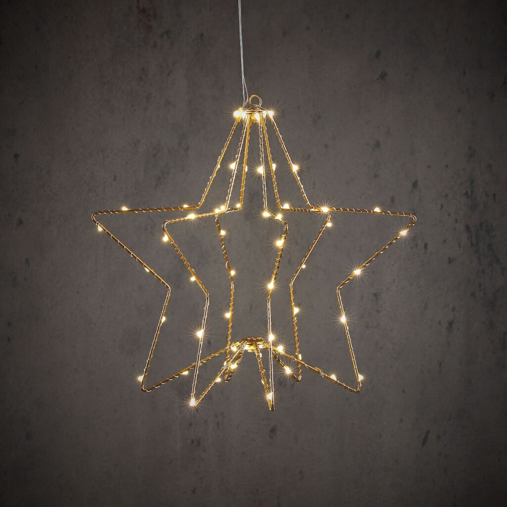 Andre mærker hængende stjerne 60 LEDs varm hvid 32x30 cm guld