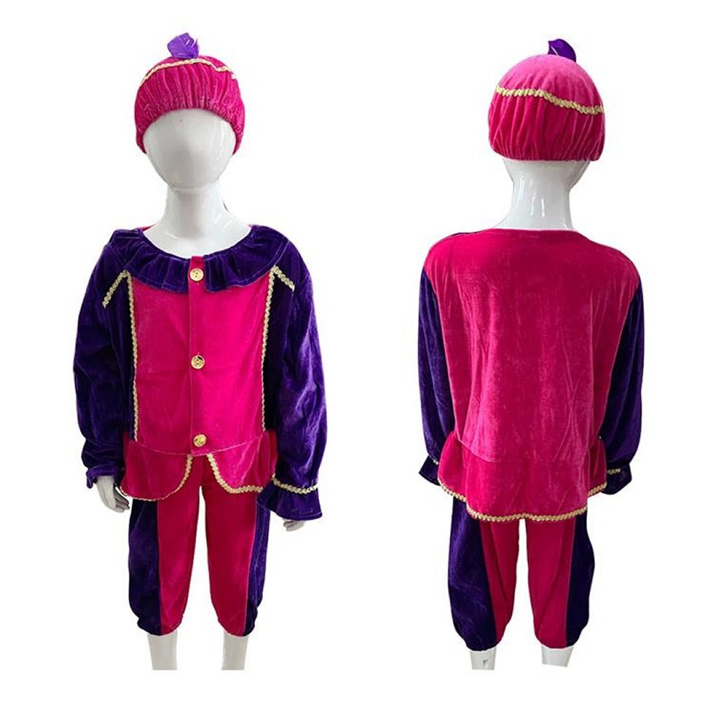 Sinterklaas kostumesæt Pietenpak lilla-pink 3-5 år