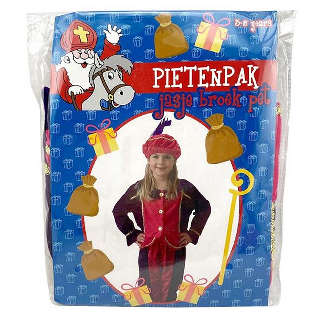 Sinterklaas kostumesæt Pietenpak lilla-pink 3-5 år