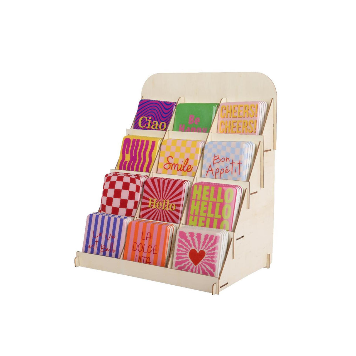 Decoris deco skilt med tekst træ 9,5x9,5x0,5cm