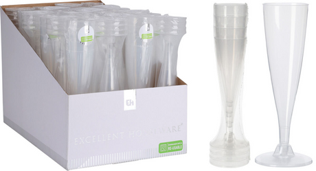 Fremragende husholdningsartikler genanvendeligt champagneglas plast 130ml sæt med 4 Tåler opvaskemaskine