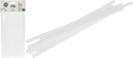 Fremragende husholdningssugerør lavet af 100 % genanvendeligt plastik, 22 cm lange. pakke med 50 stk