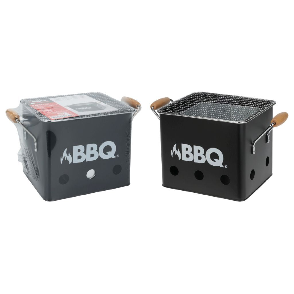 Bbq kubus mini barbecue 28.5x15.5x15 cm zwart