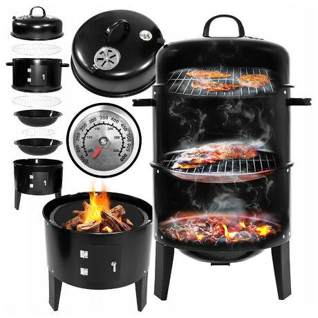 Progarden trækul grill med pejs og 2 grillgitter sort