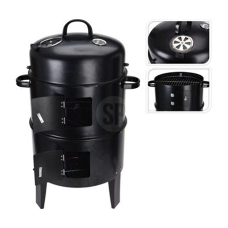 Progarden trækul grill med pejs og 2 grillgitter sort