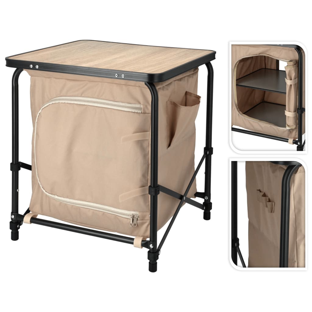 Redcliffs campingbord med kabinet 48x48x53,5 cm beige
