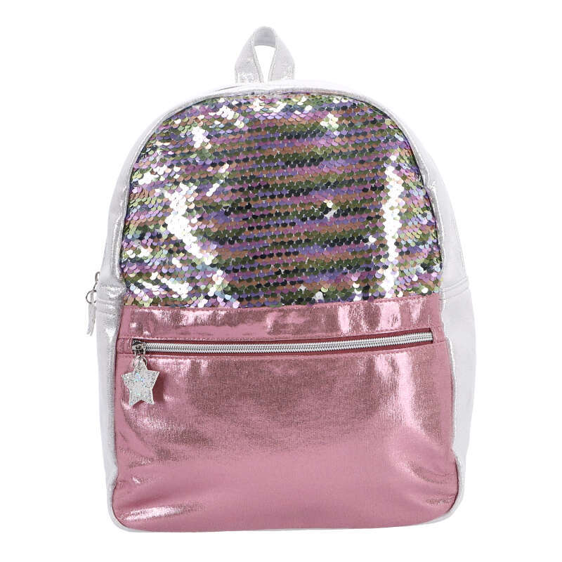 Basic rygsæk pailletter pink sølv