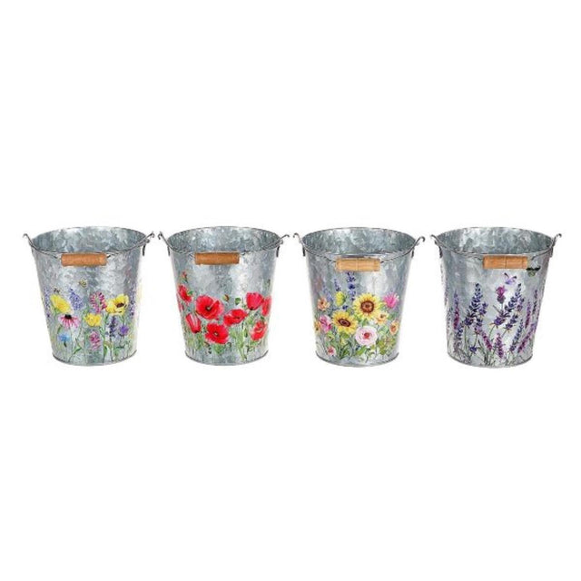 HBx naturlig levende zinkspand h14cm med blomstermønster