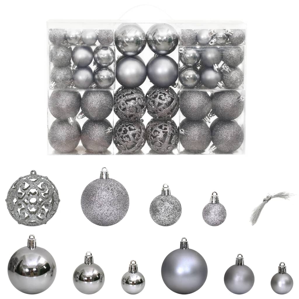Vidaxl Christmas Balls 100 pcs 3 4 6 cm grå