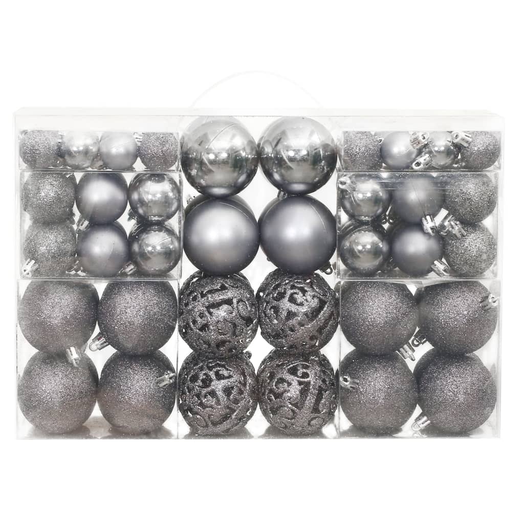 Vidaxl Christmas Balls 100 pcs 3 4 6 cm grå