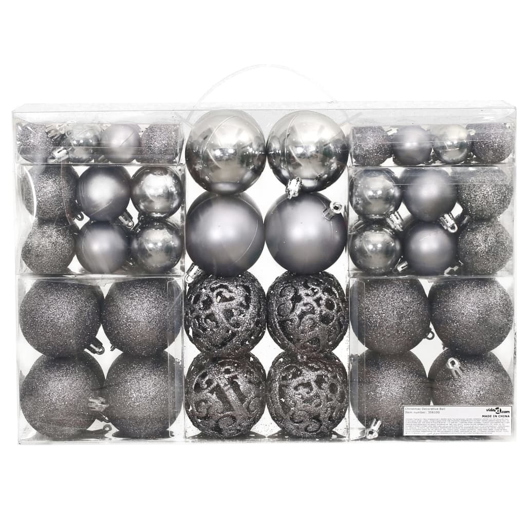 Vidaxl Christmas Balls 100 pcs 3 4 6 cm grå