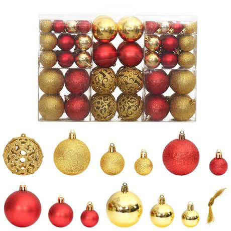 Vidaxl Christmas Balls 100 pcs 3 4 6 cm Golden and Wine Red