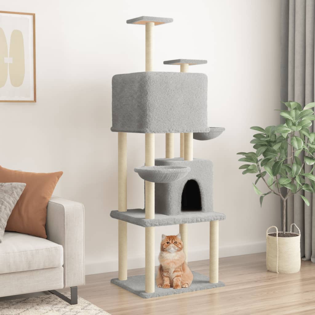Vidaxl kattemøbler med sisal skrabe stolper 180 cm lysegrå