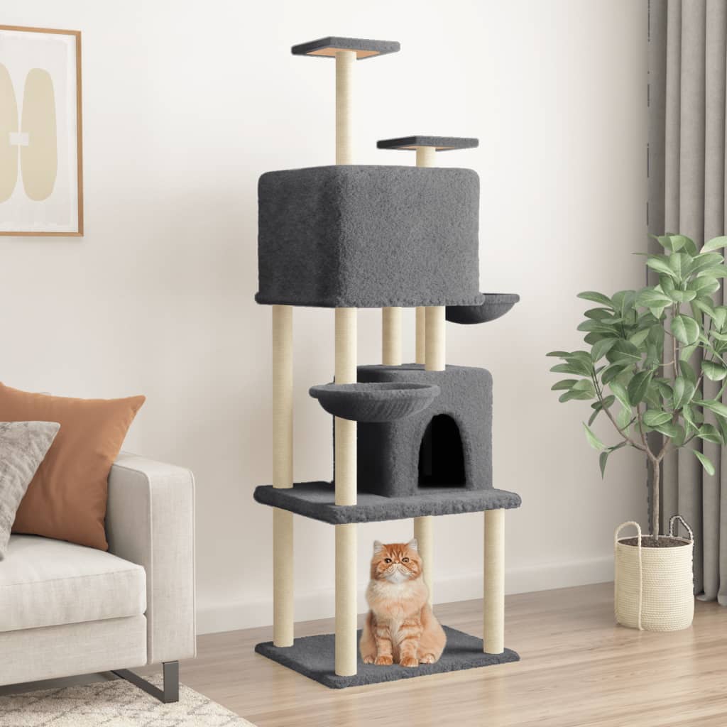Vidaxl kattemøbler med sisal skraber stillinger 180 cm mørkegrå