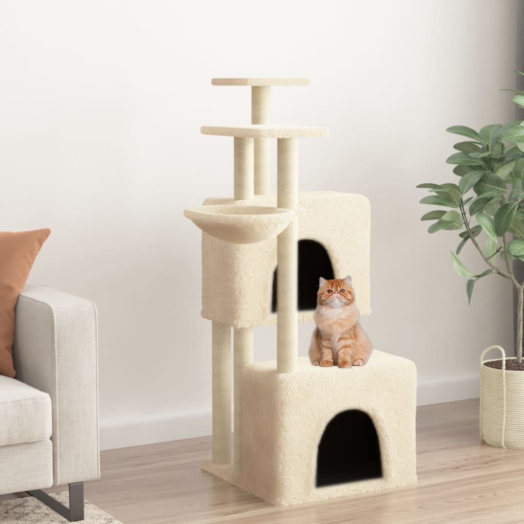 Vidaxl kattemøbler med sisal skrabe poster 122 cm creme -farvet