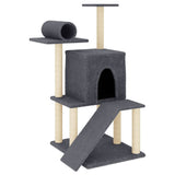 Vidaxl Cat møbler med sisal skrabe stolper 110,5 cm mørkegrå