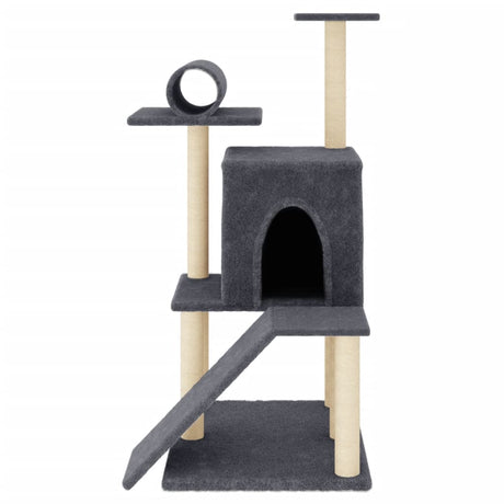 Vidaxl Cat møbler med sisal skrabe stolper 110,5 cm mørkegrå