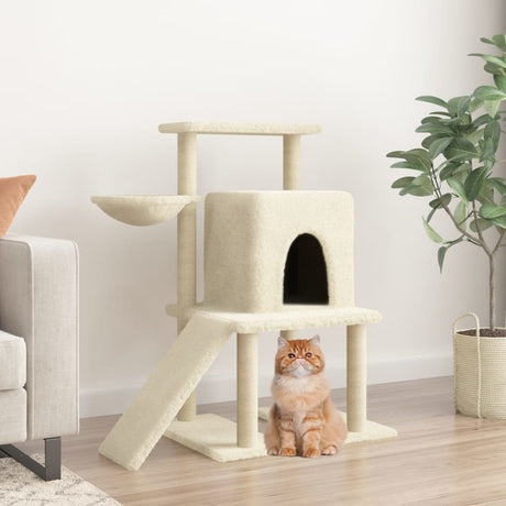Vidaxl kattemøbler med sisal skrabe stolper 96,5 cm creme -farvet