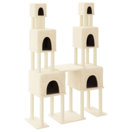 Vidaxl kattemøbler med sisal skrabe stolper 199 cm creme -farvet