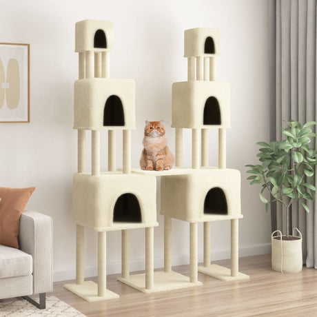 Vidaxl kattemøbler med sisal skrabe stolper 199 cm creme -farvet