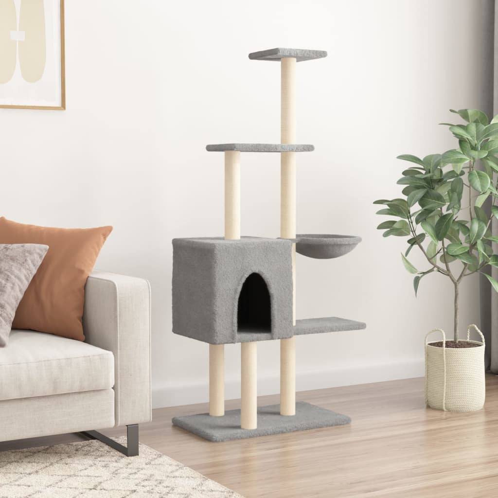 Vidaxl kattemøbler med sisal skrabe poster 145 cm lysegrå