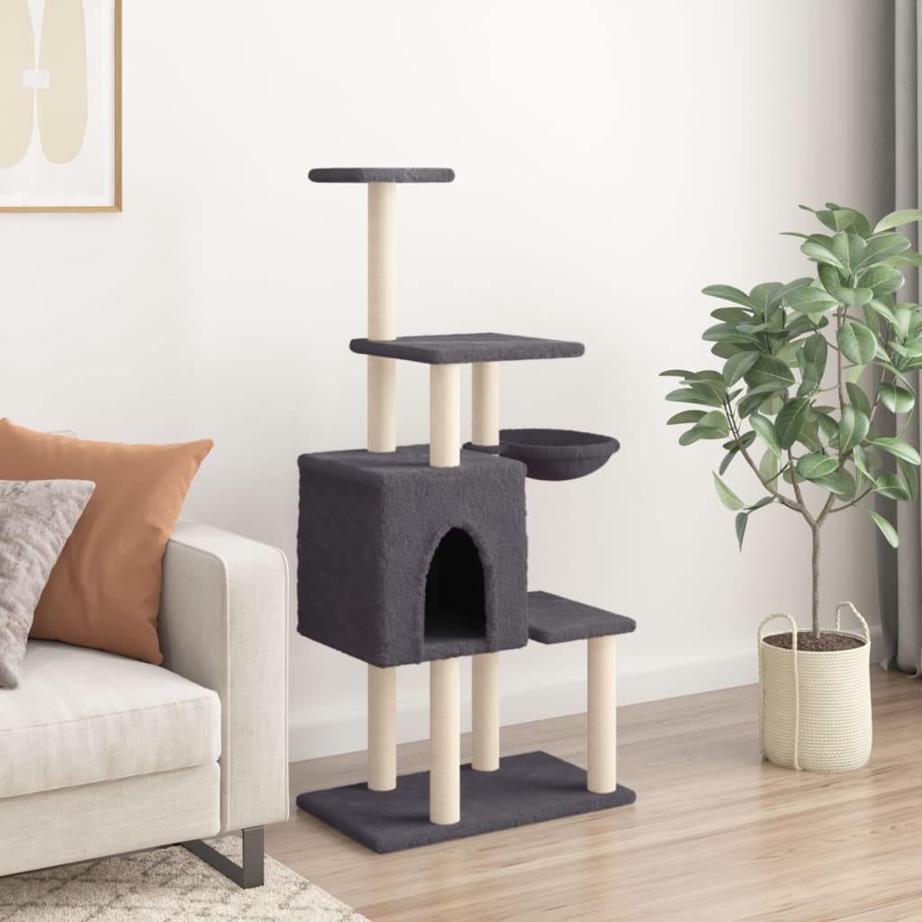 Vidaxl kattemøbler med sisal skrabe poster 131 cm mørkegrå