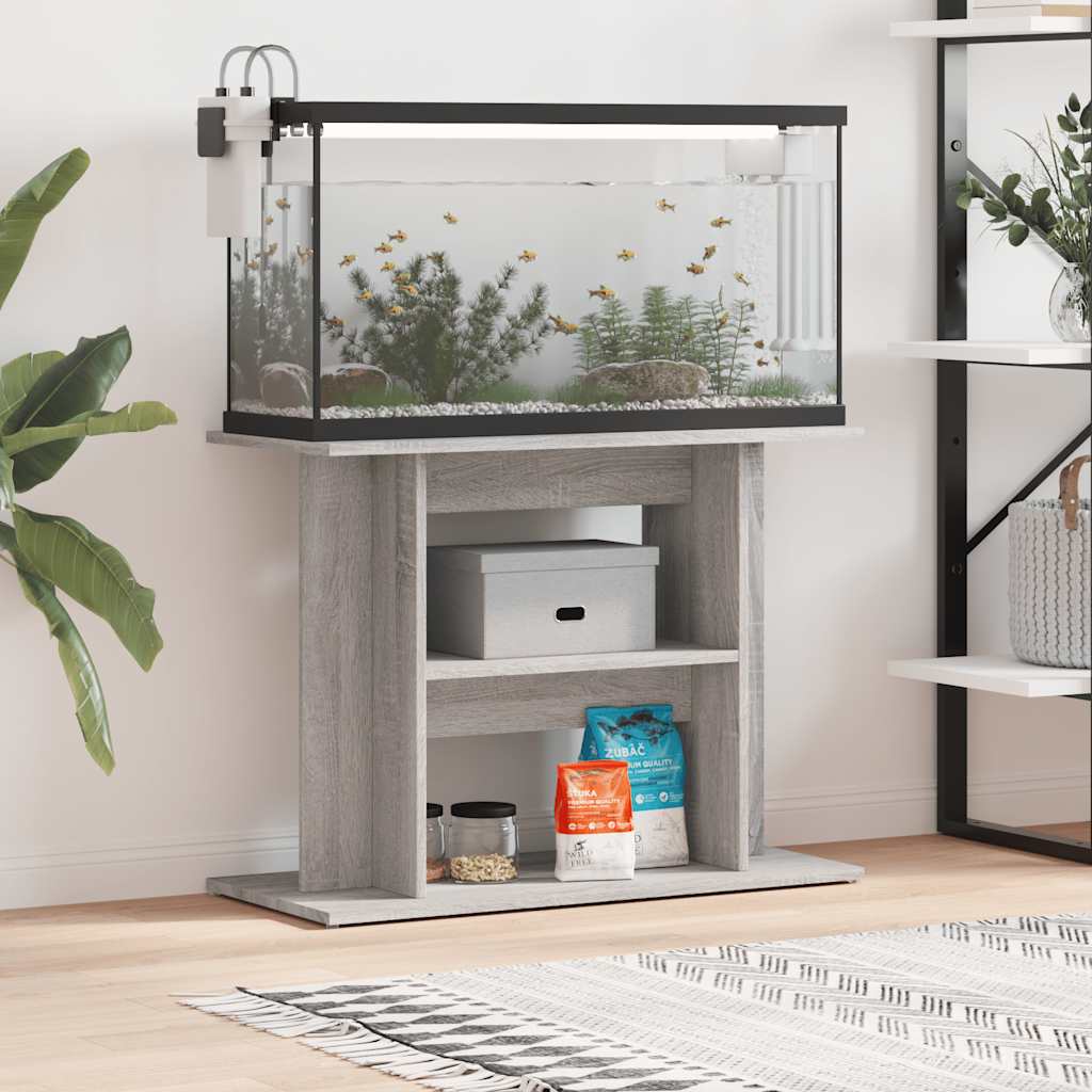 Vidaxx akvariestativ sonoma grå 80x35x60 cm færdigt træ