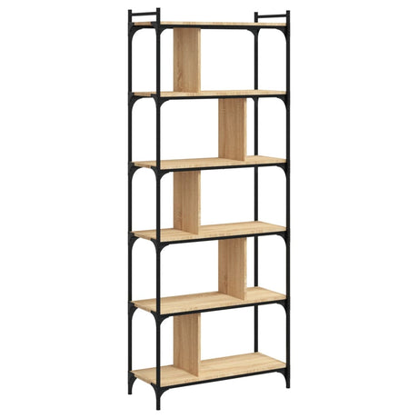 Vidaxl boekenkast 6-laags 76x32x192 cm bewerkt hout sonoma eikenkleur