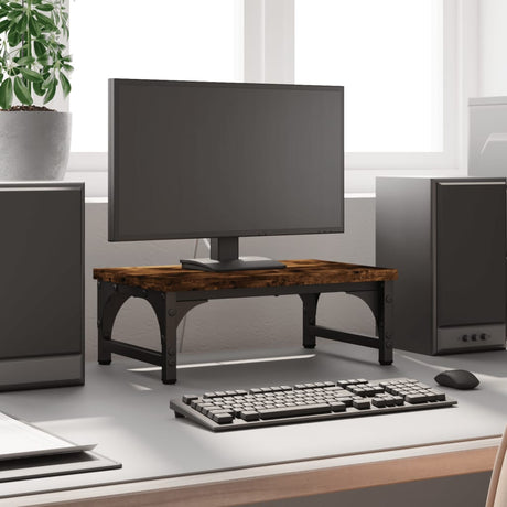 Vidaxxl Monitor Stand 37x23x14 cm Forarbejdet træ, røget eg
