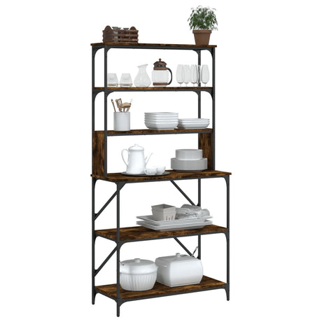 Vidaxl BakkersRek 6-lag 90x40x180 cm forarbejdet træ røget eg farve