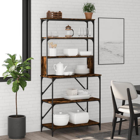 Vidaxl BakkersRek 6-lag 90x40x180 cm forarbejdet træ røget eg farve