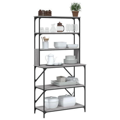 Vidaxl BakkersRek 6-lag 90x40x180 cm forarbejdet træ grå sonoma eg